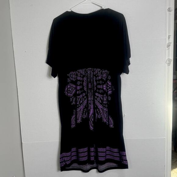 Calessa Women’s Medium Dress Black Purple Boho Medallion Beaded V-Neck Boho - Picture 8 of 8